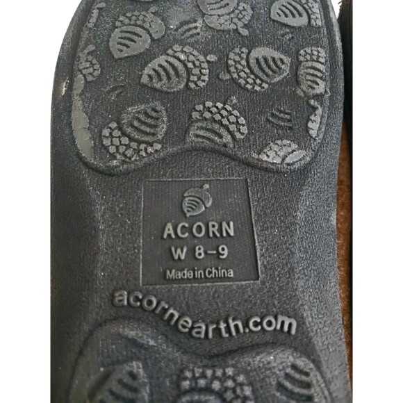 Acorn Bootie Slippers Tan Wool Faux Fur Lined Hard Rubber Sole Ladies 9 - Picture 10 of 10